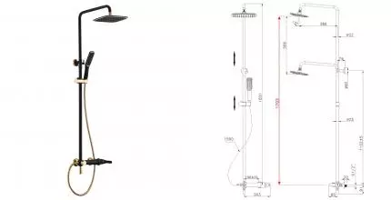 Душевая система «Lemark» Swan LM5462BG чёрный/золото Душевая система «Lemark» Swan LM5462BG чёрный/золото