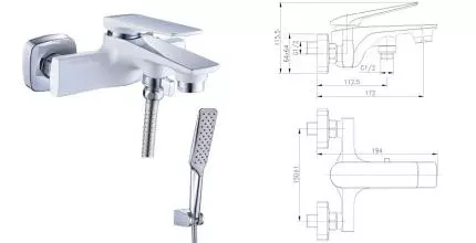 Смеситель для ванны «Lemark» Allegro LM5914CW хром/белый