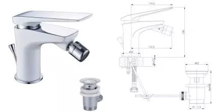 Смеситель для биде «Lemark» Allegro LM5908CW с донным клапаном хром/белый