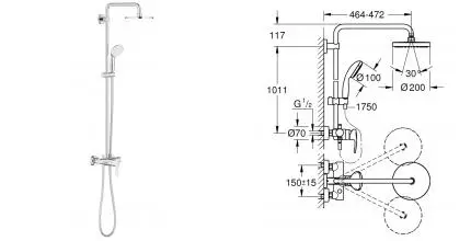 26244001 NTempesta 200 Душ.система со смесителем · Grohe, 26244001