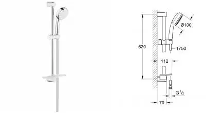 26083002 NTempCosmo 100 Душ.гарн.I с полоч,600 мм · Grohe, 26083002 26083002 NTempCosmo 100 Душ.гарн.I с полоч,600 мм · Grohe, 26083002