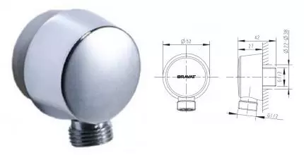 Подключение для душевого шланга «Bravat» P7402C-2-RUS хром