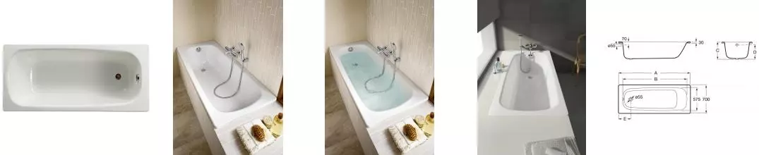 Ванна стальная «Roca» Contesa 120/70 (7212D06001) без опор без сифона белая Ванна стальная «Roca» Contesa 120/70 (7212D06001) без опор без сифона белая