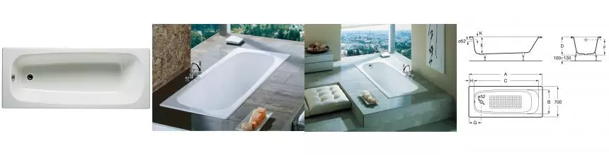 Ванна чугунная «Roca» Continental 150/70 с противоскользящим покрытием (721291300R) без опор без сифона белая Ванна чугунная «Roca» Continental 150/70 с противоскользящим покрытием (721291300R) без опор без сифона белая