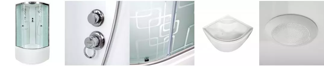 Душевая кабина «Deto» EM-4510 100/100 высокий поддон матовая с рисунком/белая