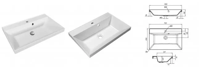 Раковина «Florentna» Астория 70 искусственный камень белая