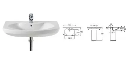 Раковина «Roca» Dama Senso 58/46 7327512000 фарфоровая белая