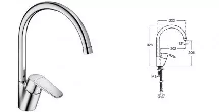 Смеситель для кухонной мойки «Roca» Monodin 5A8498C0M хром