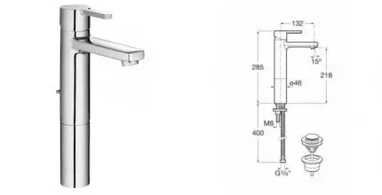 Смеситель для раковины «Roca» Naia 75A3796C00 с донным клапаном хром