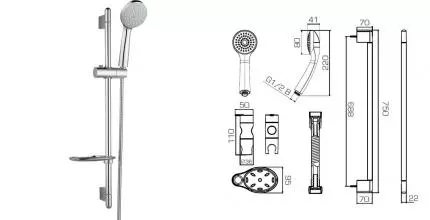 Душевой гарнитур «Bravat» Eco D152CP-3-RUS хром