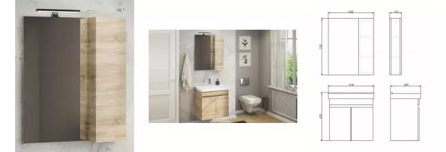 Зеркальный шкаф «Comforty» Тромсе 60 без света дуб сонома универсальный Зеркальный шкаф «Comforty» Тромсе 60 без света дуб сонома универсальный
