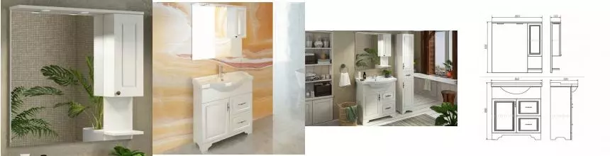 Зеркальный шкаф «Comforty» Сочи 85 с подсветкой белый правый