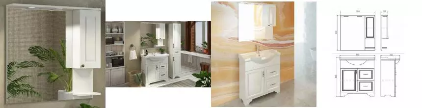 Зеркальный шкаф «Comforty» Севилья 85 с подсветкой слоновая кость правый Зеркальный шкаф «Comforty» Севилья 85 с подсветкой слоновая кость правый