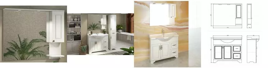 Зеркальный шкаф «Comforty» Севилья 100 с подсветкой слоновая кость правый Зеркальный шкаф «Comforty» Севилья 100 с подсветкой слоновая кость правый
