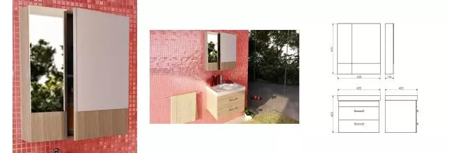 Зеркальный шкаф «Comforty» Ницца 60 без света сосна лоредо правый Зеркальный шкаф «Comforty» Ницца 60 без света сосна лоредо правый