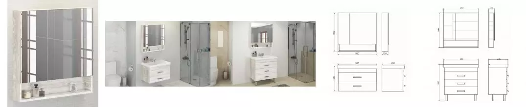 Зеркальный шкаф «Comforty» Никосия 80 без света дуб белый Зеркальный шкаф «Comforty» Никосия 80 без света дуб белый