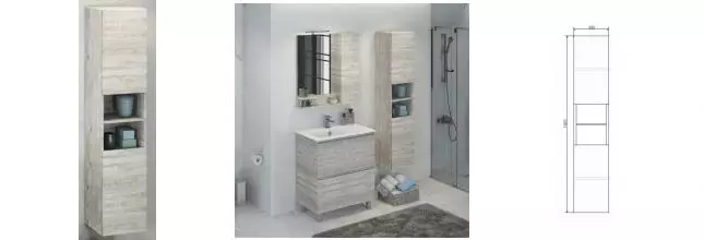 Пенал «Comforty» Верона 35 подвесной дуб белый правый