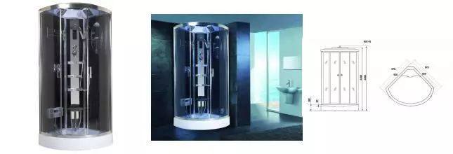 Душевая кабина «Niagara» NG-902-01 (05) 100/100 низкий поддон тонированная/чёрная с гидромассажем с электрикой