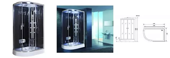 Душевая кабина «Niagara» NG-903-01R (05) 120/82 низкий поддон тонированная/чёрная с гидромассажем с электрикой правая Душевая кабина «Niagara» NG-903-01R (05) 120/82 низкий поддон тонированная/чёрная с гидромассажем с электрикой правая