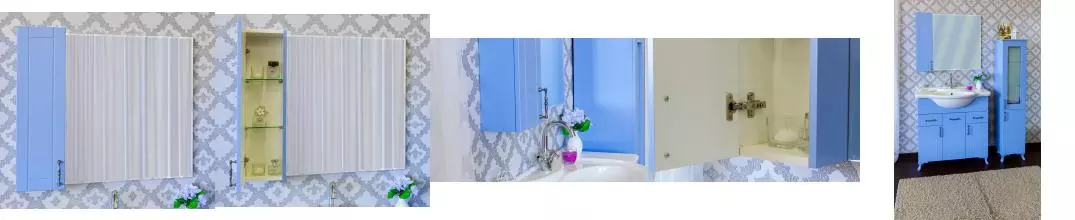 Зеркальный шкаф «Sanflor» Глория 85 без света голубой левый