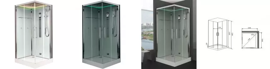Душевая кабина «Timo» Nura H-516 100/100 низкий поддон прозрачная/белая с баней с гидромассажем и электрикой Душевая кабина «Timo» Nura H-516 100/100 низкий поддон прозрачная/белая с баней с гидромассажем и электрикой