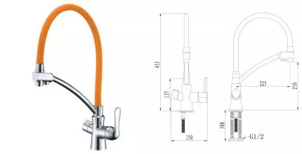 Смеситель для кухни с подключением к фильтру «Lemark» Comfort LM3070C оранжевый/хром