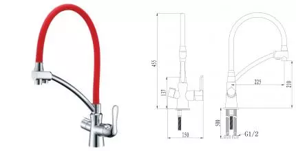 Смеситель для кухни с подключением к фильтру «Lemark» Comfort LM3070C красный/хром