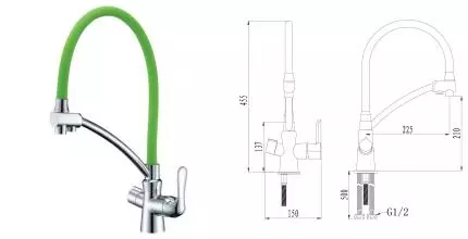 Смеситель для кухни с подключением к фильтру «Lemark» Comfort LM3070C зелёный/хром