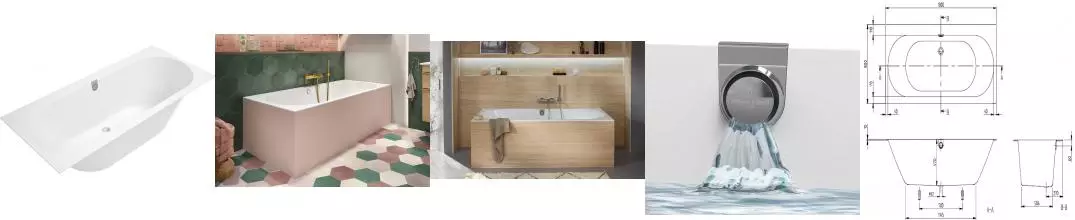 Ванна квариловая «Villeroy & Boch» Oberon 180/80 с ножками с сифоном белая Ванна квариловая «Villeroy & Boch» Oberon 180/80 с ножками с сифоном белая