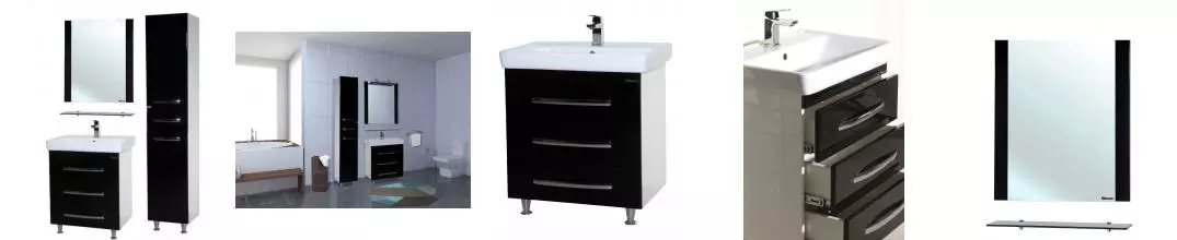 Мебель для ванной «Bellezza» Рокко 60 Н чёрная/белая