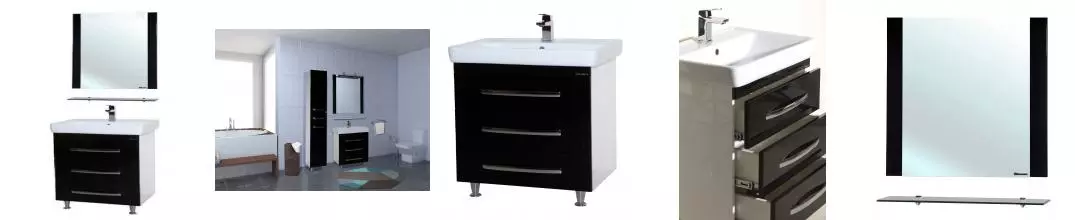 Мебель для ванной «Bellezza» Рокко 80 Н чёрная/белая