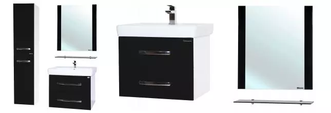 Мебель для ванной подвесная «Bellezza» Рокко 60 Н чёрная/белая