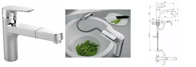 Смеситель для кухонной мойки «Ideal Standard» Ceraplan III B0956AA с выдвижным изливом хром Смеситель для кухонной мойки «Ideal Standard» Ceraplan III B0956AA с выдвижным изливом хром