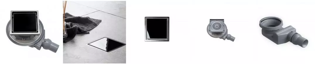 Трап для душа «Pestan» Confluo Standard 4 13000092 боковой выпуск Black Glass/хром 