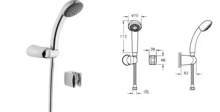 Душевой гарнитур «Vitra» Nano 1F A45697EXP хром Душевой гарнитур «Vitra» Nano 1F A45697EXP хром