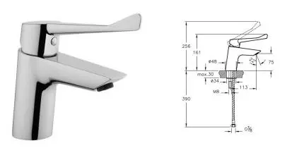 Смеситель для раковины «Vitra» AquaMed Solid S A42484EXP хром