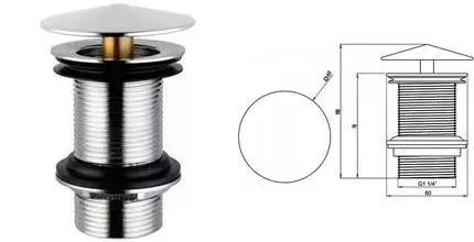 Донный клапан для раковины «Vitra» Mod A45145EXP с механизмом Клик-Клак хром