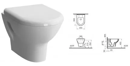 Подвесной унитаз безободковый «Vitra» Zentrum 5795B003-0075 белый без сиденья