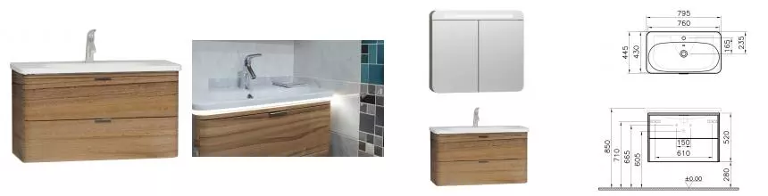 Тумба с раковиной «Vitra» Nest Trendy 80 с 2 ящиками (Nest 80) подвесная древесина Тумба с раковиной «Vitra» Nest Trendy 80 с 2 ящиками (Nest 80) подвесная древесина