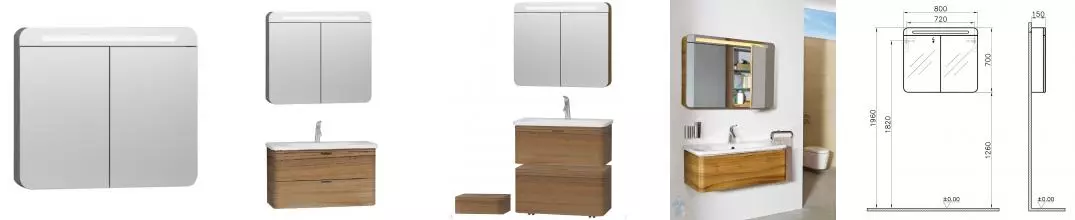 Зеркальный шкаф «Vitra» Nest Trendy 80 с подсветкой древесина