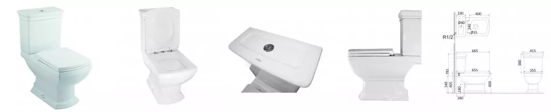 Унитаз компакт «Creo Ceramique» Orleans белый с сиденьем дюропласт с микролифтом белое