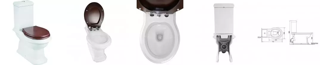 Унитаз компакт «Creo Ceramique» Dijon белый с сиденьем дюропласт с микролифтом деревянное