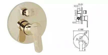 Смеситель для душа «Aquanet» Classic ARF5042-K(T) золото Смеситель для душа «Aquanet» Classic ARF5042-K(T) золото