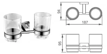 Двойной стакан для зубных щёток «Aquanet» 6184D на стену хром