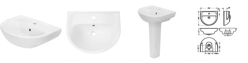 Раковина «Sanita» Эталон 55/44 WB.PD/Etalon/55-C/WHT.G/S1 фарфоровая белая Раковина «Sanita» Эталон 55/44 WB.PD/Etalon/55-C/WHT.G/S1 фарфоровая белая