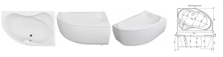 Ванна акриловая «Aquanet» Capri 160/100 без опор без сифона с ручками белая правая Ванна акриловая «Aquanet» Capri 160/100 без опор без сифона с ручками белая правая
