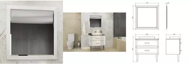 Зеркало «Comforty» Империя 80 без света белое Зеркало «Comforty» Империя 80 без света белое