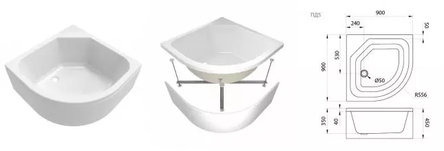 Душевой поддон «Triton» ПД5 высокий акриловый четверть круга Душевой поддон «Triton» ПД5 высокий акриловый четверть круга