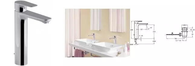 Смеситель для раковины «Jacob Delafon» Aleo E72298-4-CP с донным клапаном хром Смеситель для раковины «Jacob Delafon» Aleo E72298-4-CP с донным клапаном хром