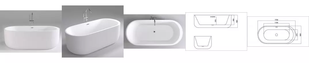 Ванна акриловая «Black & White» SB109 170/80 с сифоном белая Ванна акриловая «Black & White» SB109 170/80 с сифоном белая
